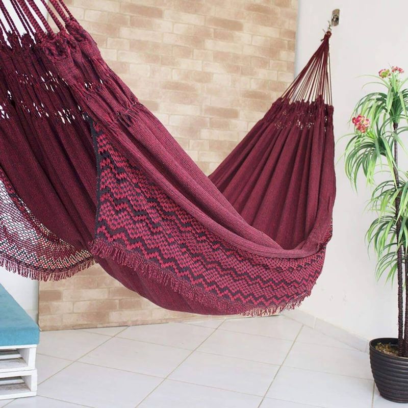 rede de dormir jeans life vinho com preto