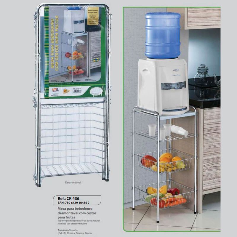 mesa desmontável para bebedouro com cesto utimil cr436