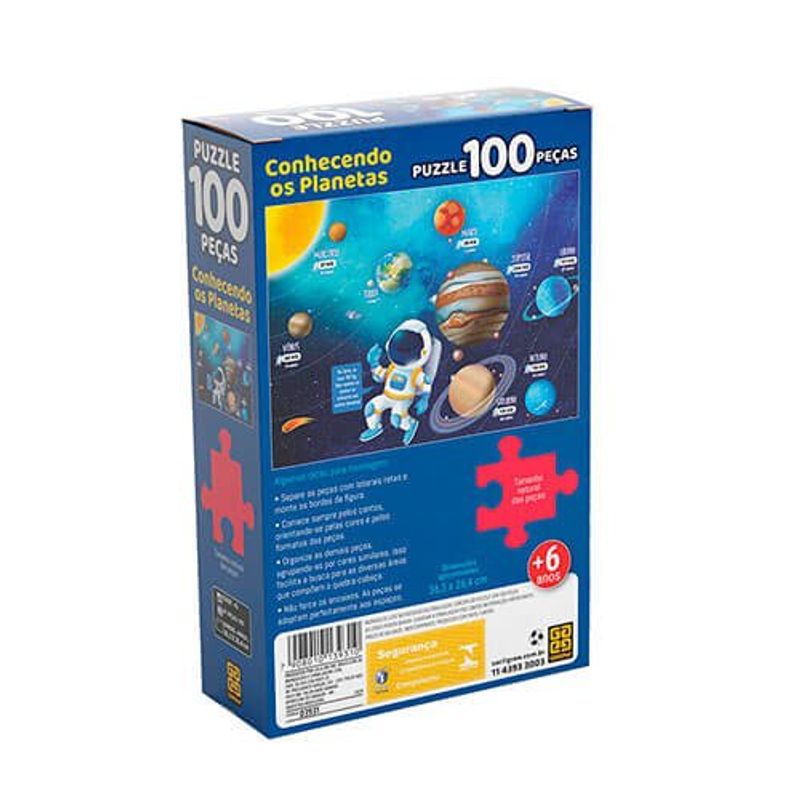 quebra-cabeça grow 100 peças conhecendo os planetas 3931