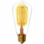 lâmpada filamento de carbono taschibra e-27 40w 127v st64 3500k luz amarela mbar (mp)