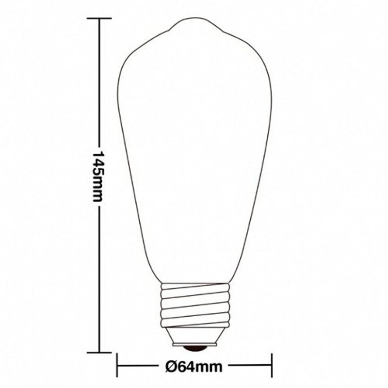 lâmpada filamento de carbono taschibra e-27 40w 127v st64 3500k luz amarela mbar (mp)
