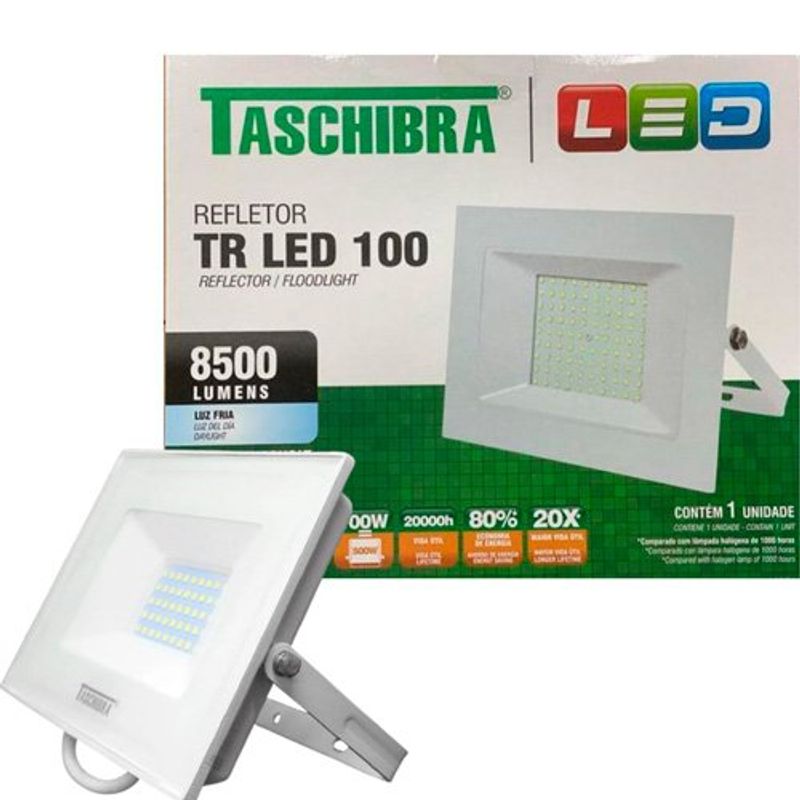 refletor led taschibra 100w cor branco luz branca tr 16329 (mp)