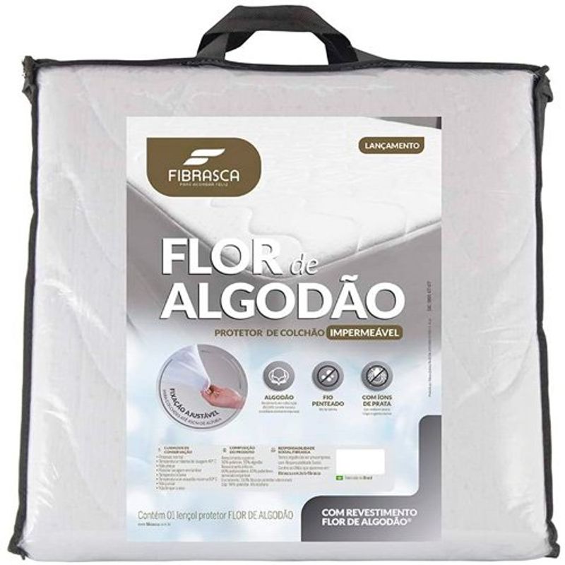 protetor de colchão casal impermeável fibrasca flor de algodão 9751