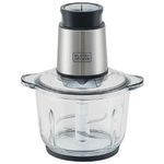 mini processador com tigela de vidro black+decker inox e cinza mp300g-br