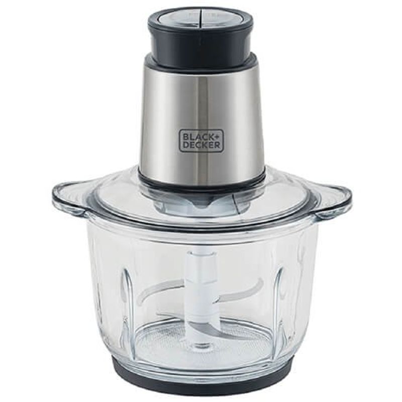 mini processador com tigela de vidro black+decker inox e cinza mp300g-br