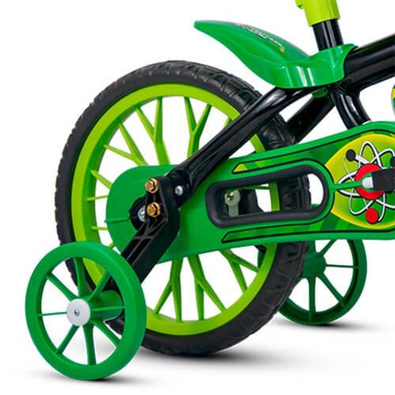 bicicleta nathor black aro 12 preto/verde