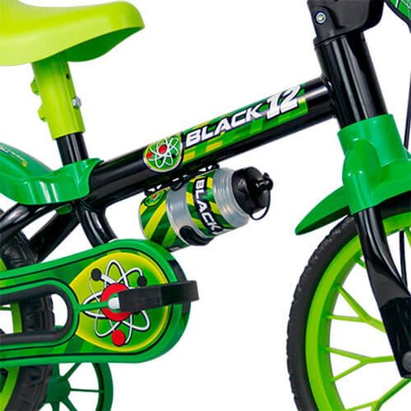 bicicleta nathor black aro 12 preto/verde