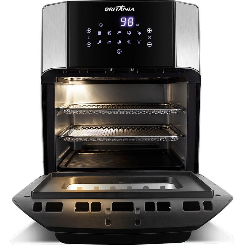 fritadeira elétrica britânia air fry oven, 12 litros, 127v, 1800w, preta - bfr2100p