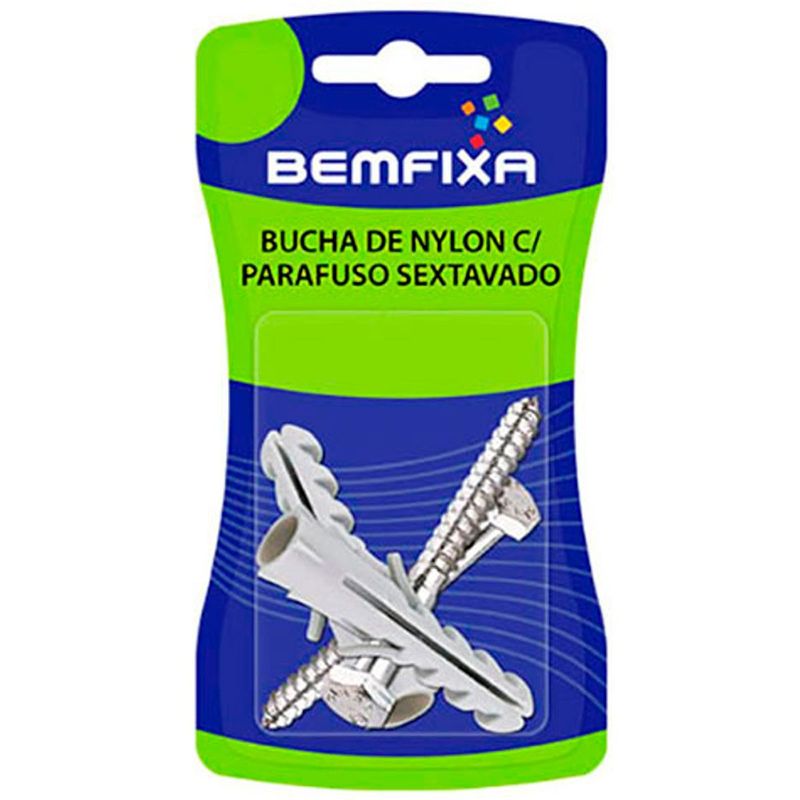 kit parafuso sextavado e bucha 8mm bemfixa 2697 contém 2 unidades