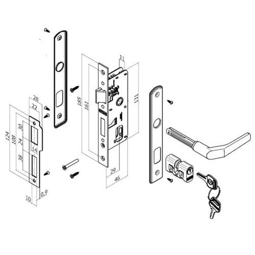 Fechadura Reta Externa PY 20x53 Popline Cromada Soprano (MP)