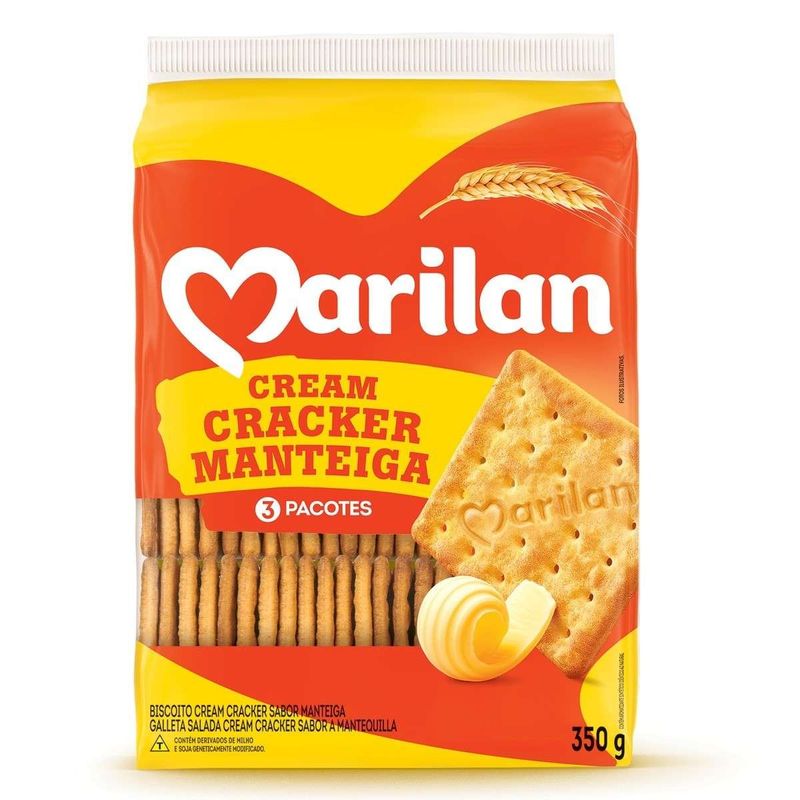 biscoito cream cracker marilan manteiga 03 pacotes 350g