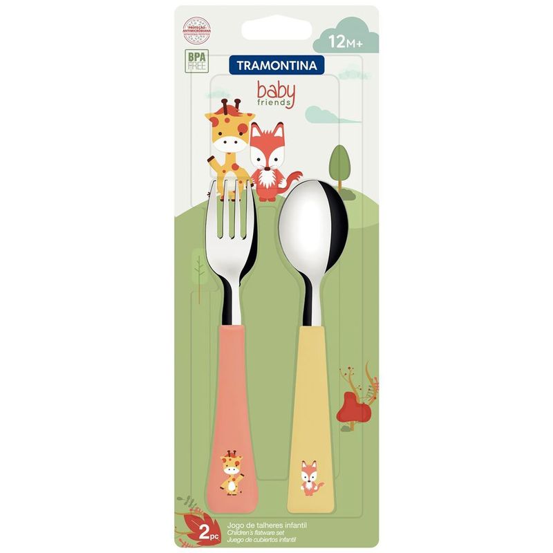 jogo de talheres tramontina baby friends infantil 02 peças 23797905