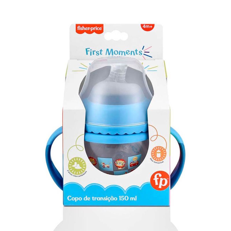 copo de transição tommee tippee fisher-price first moments 150ml azul - bb1055