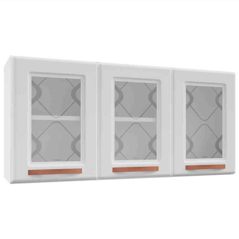 armário aéreo telasul mirage new 3 portas com vidro branco