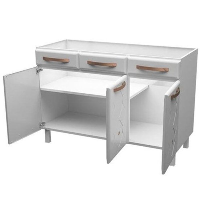 balcão de cozinha telasul mirage new triplo com pia 3 portas 3 gavetas branco