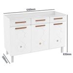 balcão de cozinha telasul mirage new triplo com pia 3 portas 3 gavetas branco