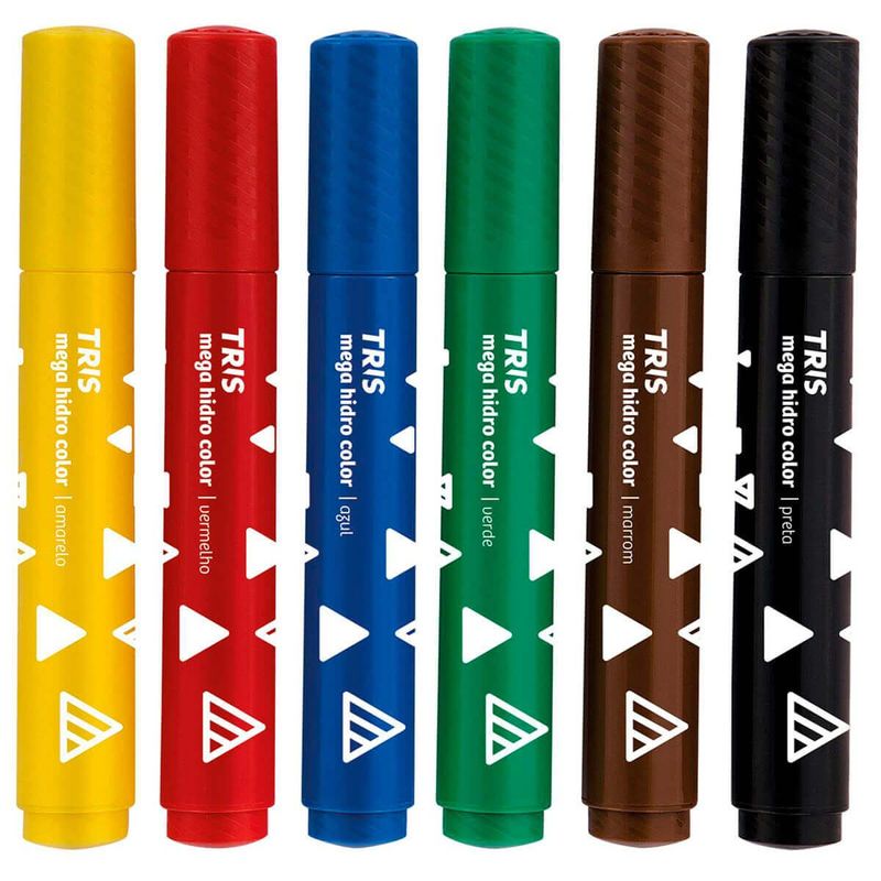 caneta hidrocor tris ponta super jumbo mega hidro color 6 cores - 603247