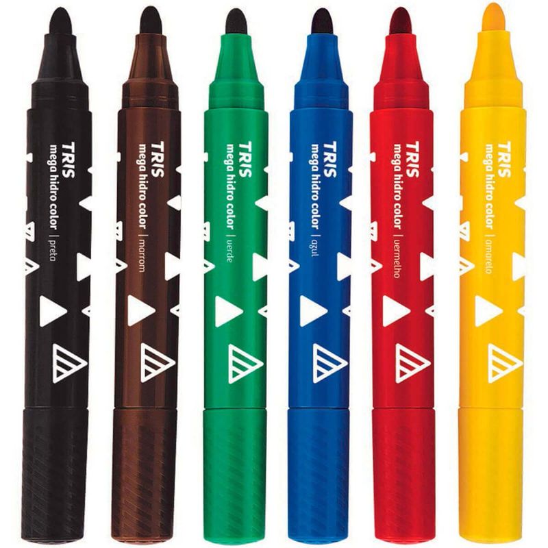 caneta hidrocor tris ponta super jumbo mega hidro color 6 cores - 603247