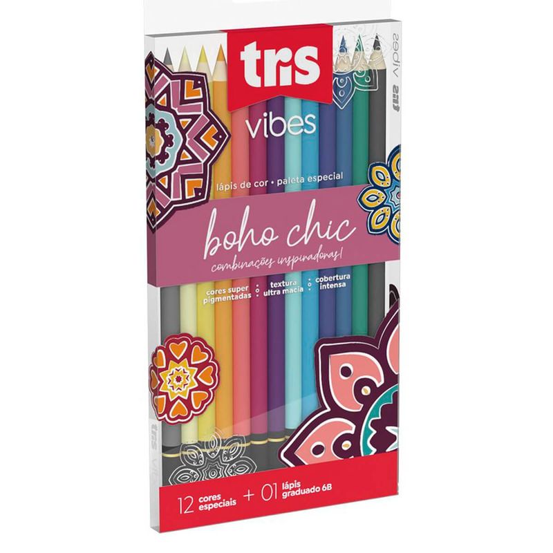 lápis de cor tris vibes boho chic 12 cores - 607696