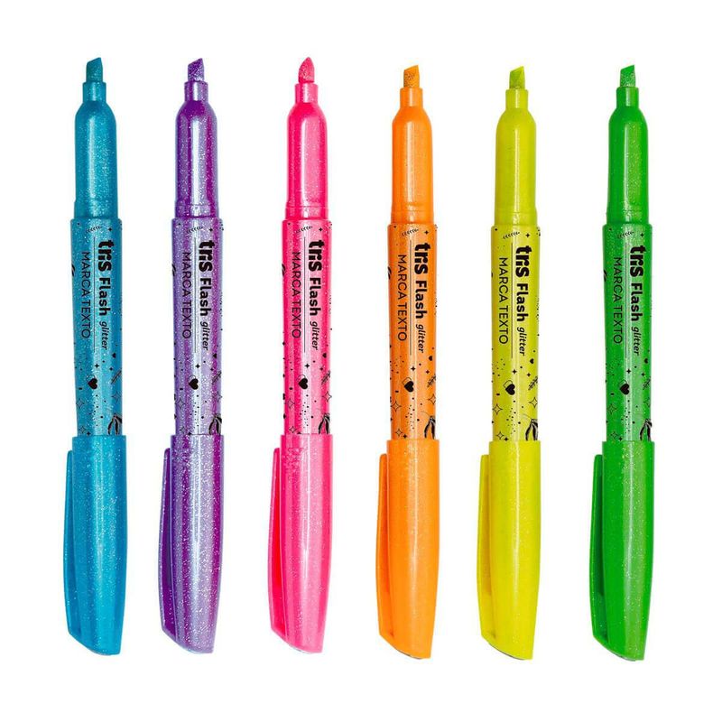 marca texto tris holic tropical flash glitter 6 cores - 611792