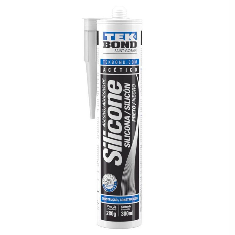 adesivo de silicone tekbond acético preto 280g (mp)
