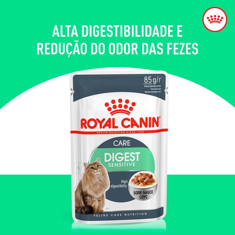 ração úmida royal canin sachê para gatos adultos digest sensitive 85g (mp)