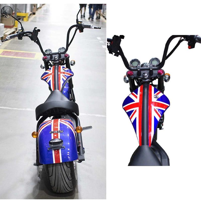moto elétrica boram chopper motor 2000w england (bandeira da inglaterra) - cp20