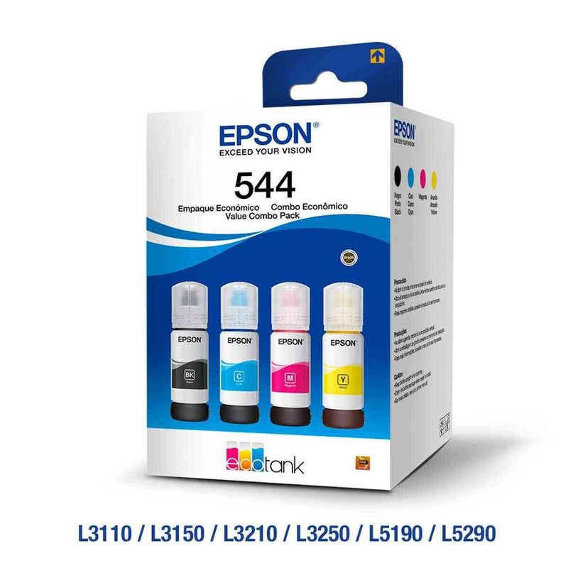 garrafas de tinta 4 unidades epson preta, ciano, magenta e amarela t544520-4p