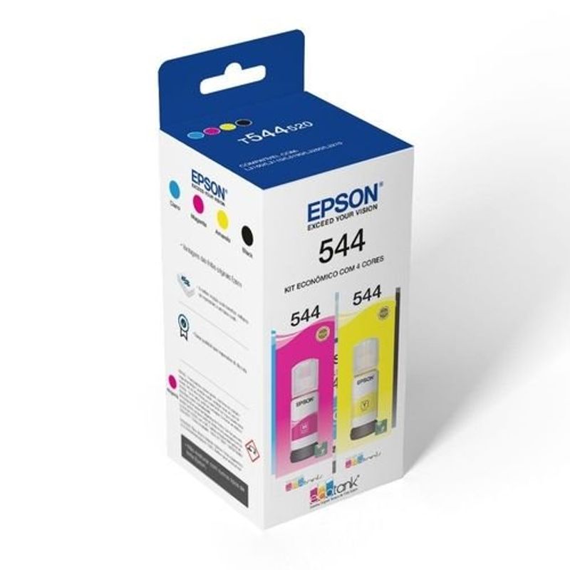 garrafas de tinta 4 unidades epson preta, ciano, magenta e amarela t544520-4p