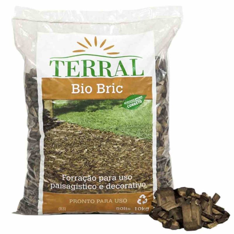 cavaco de madeira terral bio bric (b3) sem cheiro vasos e jardins 10kg (mp)