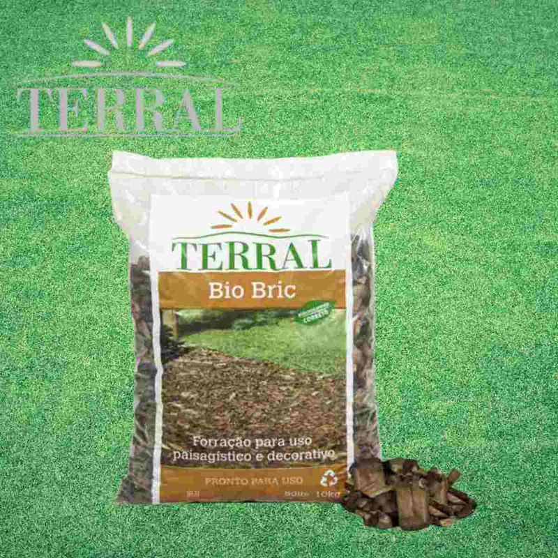 cavaco de madeira terral bio bric (b3) sem cheiro vasos e jardins 10kg (mp)