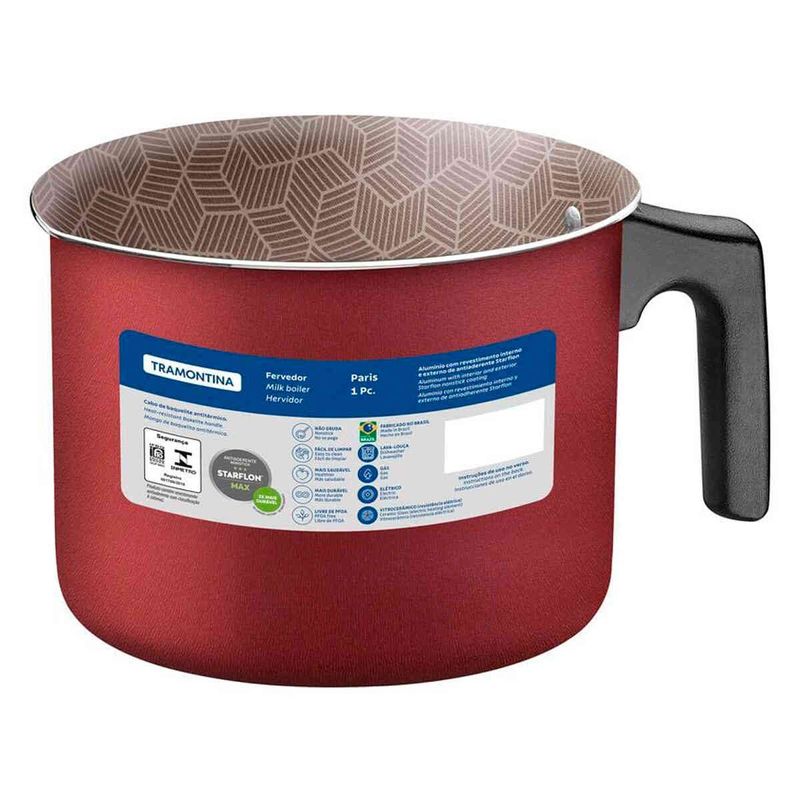 fervedor tramontina paris com revestimento antiaderente 14cm 1,9l vermelho - 28531714