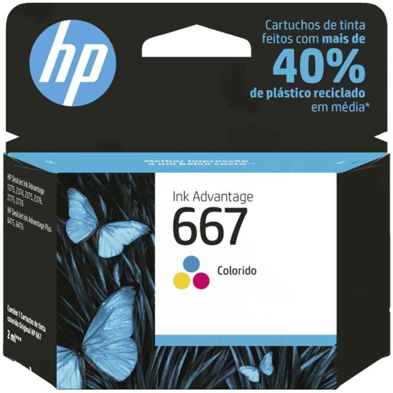 cartucho de tinta hp advantage 667 colorido - 3ym78ab