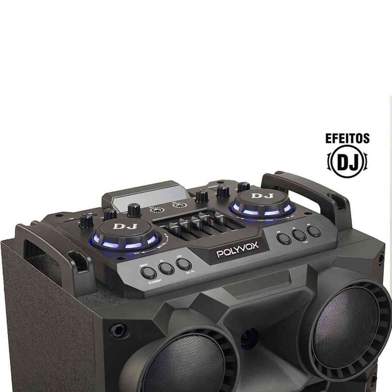 caixa de som amplificada polyvox bluetooth torre tws 1800w preto xt1200