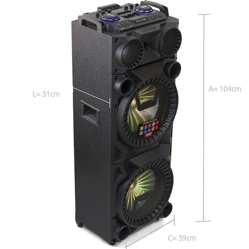 caixa de som amplificada polyvox bluetooth torre tws 1800w preto xt1200