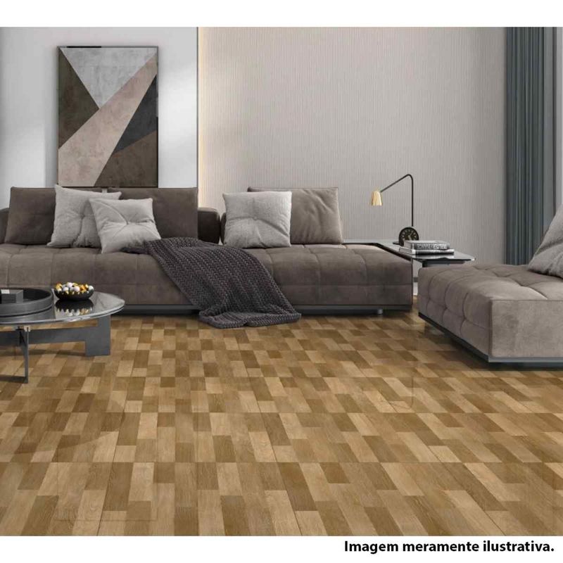 piso cerâmico brilhante retificado 53x53cm lignum marrom caixa 2,57m² - arielle (mp)