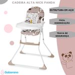 cadeira de refeição galzerano alta nick panda até 23kg - 5025