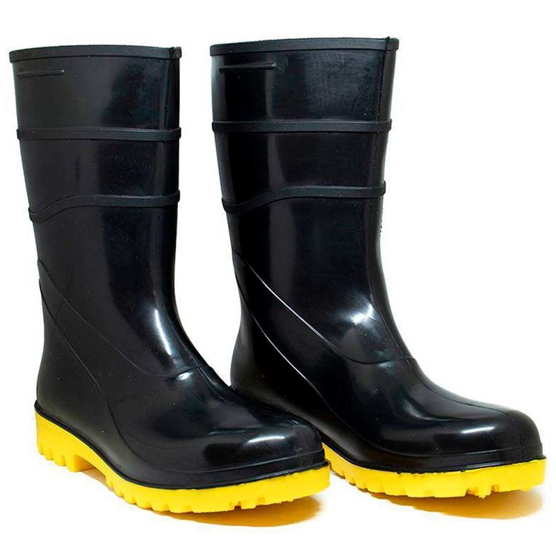 bota bracol nº39 acquaflex cano médio pvc impermeável preta solado amarelo (mp)