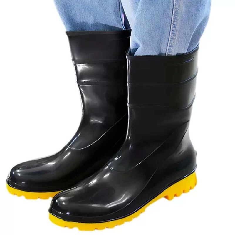 bota bracol nº40 acquaflex cano médio pvc impermeável preta solado amarelo (mp)