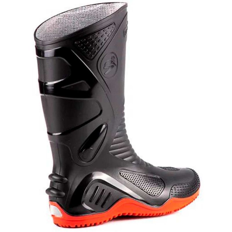 bota motoqueiro bracol nº43 motosafe cano longo pvc impermeável preta solado vermelho (mp)
