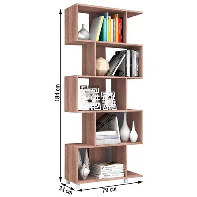 estante multiuso movelbento regular com 5 nichos rústico esm209