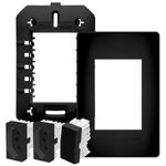 conjunto tomada dupla + interruptor simples de embutir fame habitat 250v 20a 4065 preta (mp)