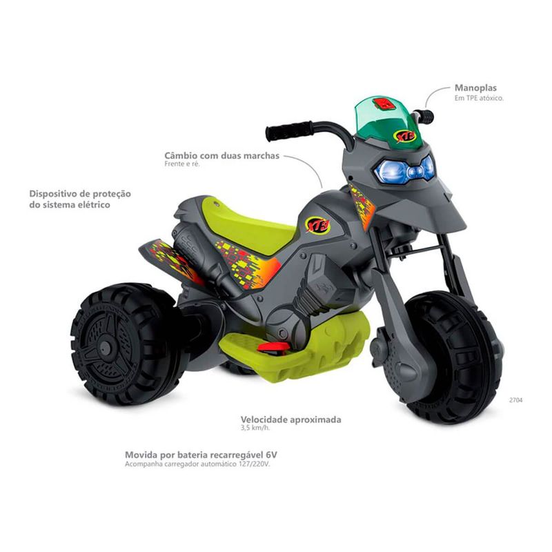 moto elétrica infantil bandeirante xt3 titanium 6v 2704