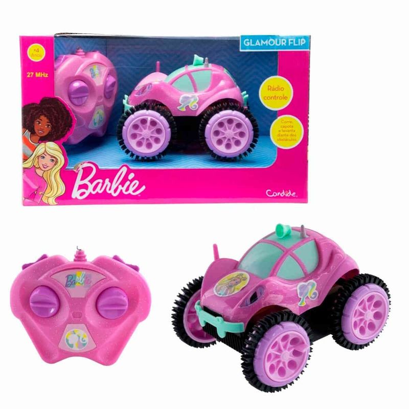 carrinho de brinquedo controle remoto candide de controle remoto barbie glamour flip - 1851