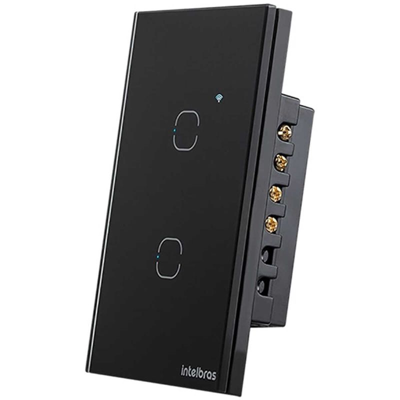 interruptor intelbras smart wi-fi touch 2 teclas preto ews 1002