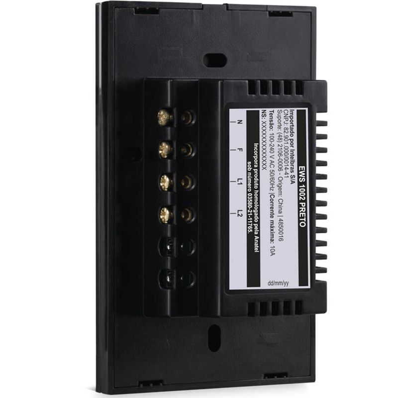 interruptor intelbras smart wi-fi touch 2 teclas preto ews 1002