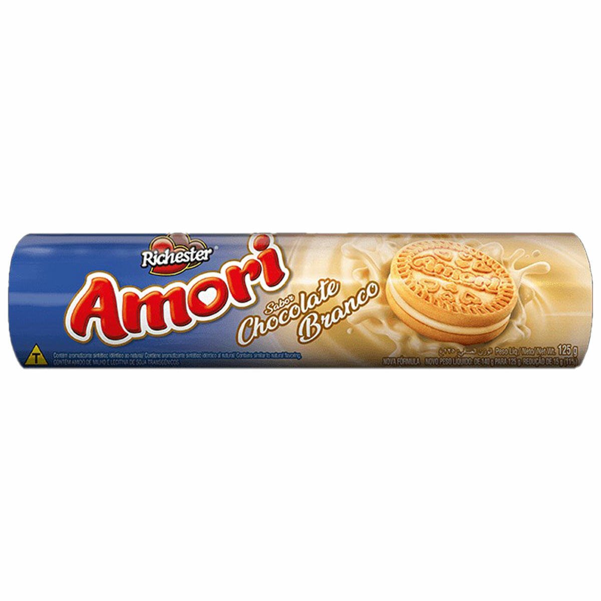 Biscoito Recheado Amori Chocolate Branco 125g