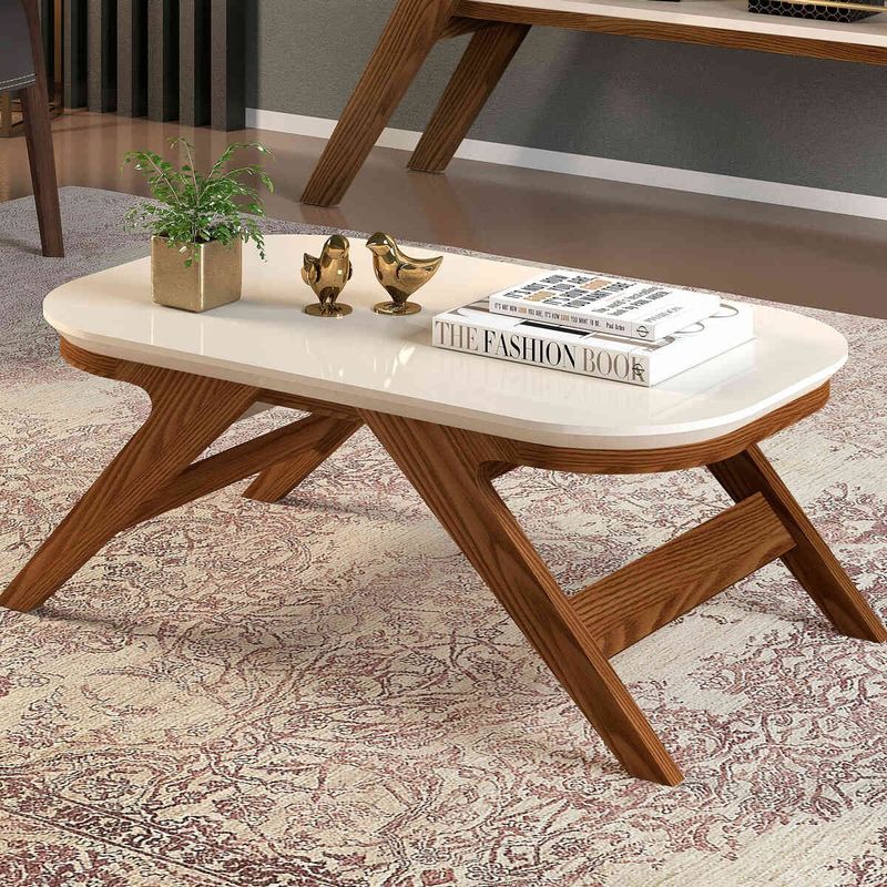 mesa de centro dj móveis doris chanfrada freijó e off white