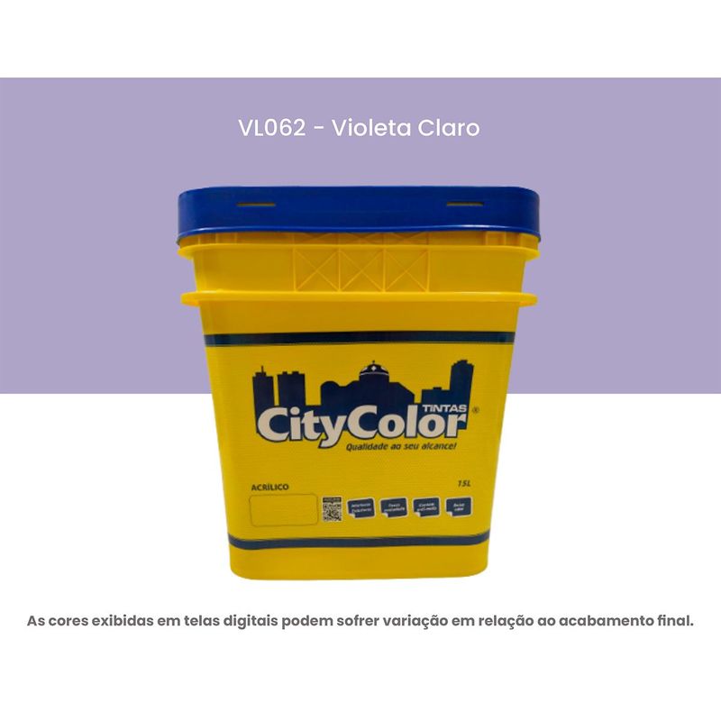 tinta acrílica citycolor econômica fosca 15l violeta claro (mp)
