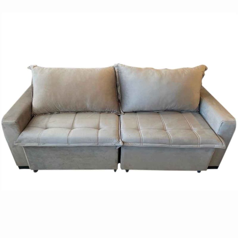 sofá 3 lugares marjom são luiz retrátil cinza